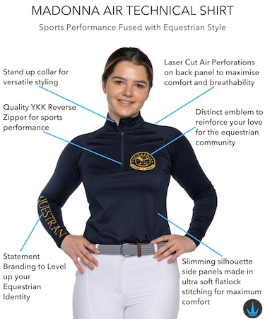 Madonna Air Technical Horse Riding Shirt Navy